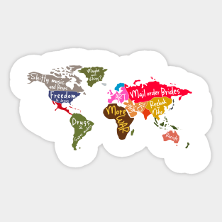 world map by usa Sticker